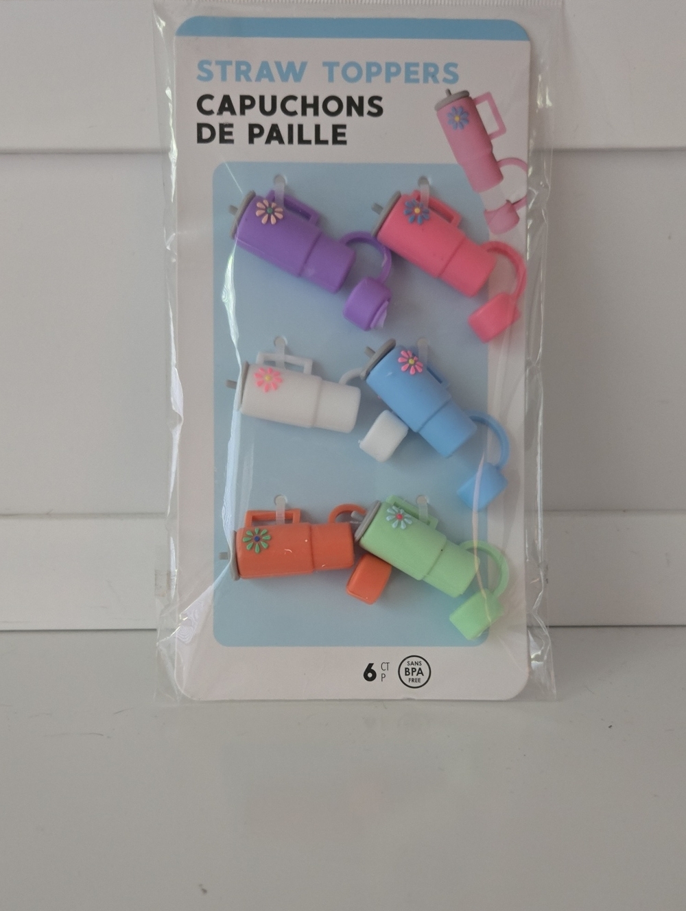 Straw Toppers 6-Pack - Assorted Colors New In Packaging